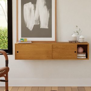 Cherry Sideboard / Floating Credenza with Sliding Doors