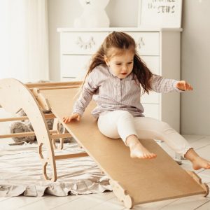 Toddler Gift Set: Climbing arch with pillow and slide, Rocker + cushion, Montessori furniture, balance board, Indoor climber, Nursery decor