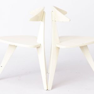 Pair of Three-Legged Children's Chairs by Walter Pope | 1954 | Wilkhahn | Beech Wood, White | Vintage German design