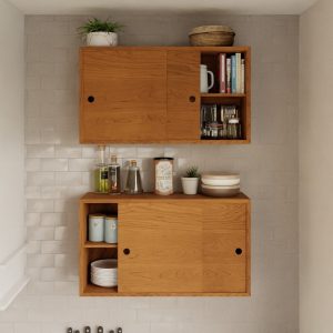 Cherry Kitchen Cabinet with Sliding Doors