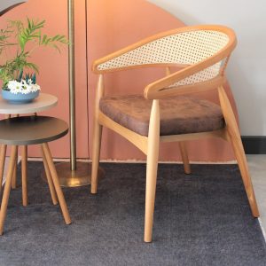 Natural style dining chair, Made of hornbeam wood, Produced by hand, Custom color and fabric options are available.