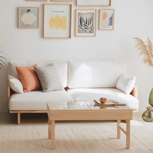 Two-seater sofa in natural solid wood - Mistral