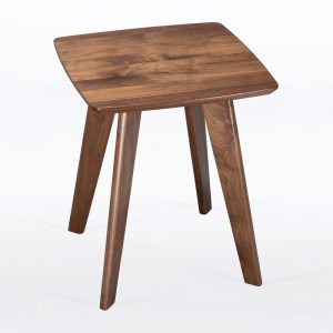 Square Side Table With Curved Edges - Handmade In Solid Walnut - Tapered Midcentury Modern Legs - "Bela Side Table"
