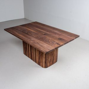 Extendable Dining Room Table, Walnut Extension Table on Pedestal Base, Wood Dining Table with Leaves, Customizable Extending Pedestal Table