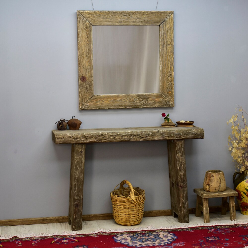 Dresser Table Console Handmade Rustic Table Mid Century Wood Hallway Entry Live Edge Entry Table Reclaimed Wood Gift for Women Farmhouse - Image 6