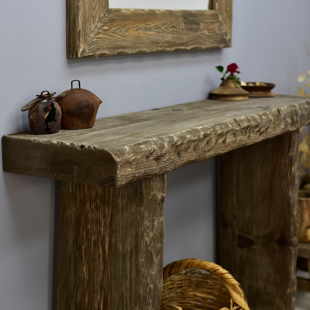 Dresser Table Console Handmade Rustic Table Mid Century Wood Hallway Entry Live Edge Entry Table Reclaimed Wood Gift for Women Farmhouse