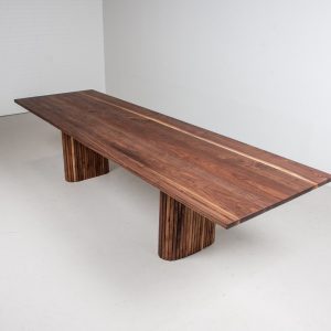 Large Walnut Dining Table, Dining Table for 10 on Fluted Walnut Legs, Mid Century Modern Walnut Dining Table, Reeded Dining Table in Walnut