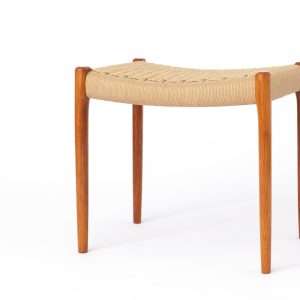 Vintage Ottoman by Niels Otto Moller | Model 80A | 1950s | Teak Wood Frame | Renewed Weaving | Worldwide Shipping