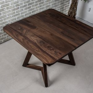 Walnut Extension Table, Square Dining Table with Extenders, Extendable Walnut Dining Table in Blackened Walnut, 42 Inch Square Walnut Table