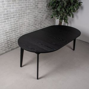 Round Oak Extendable Dining Table, Oak Round Dining Table With Extenders, Extending Round MidCentury Dining Table, Black Oak Dining Table