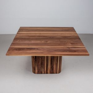 Square Pedestal Dining Table, Modern Square Dining Room Table on Pedestal Base, Mid Century Modern Square Dining Table, Square Walnut Table