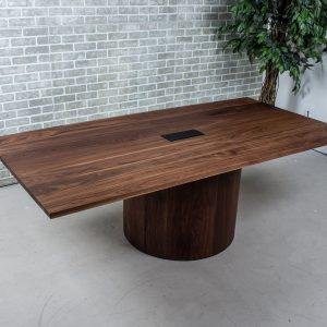 Walnut Conference Room Table, Custom Conference Table Prepped for Tech Grommet, 7 Foot Walnut Boardroom Table, Walnut Pedestal Table