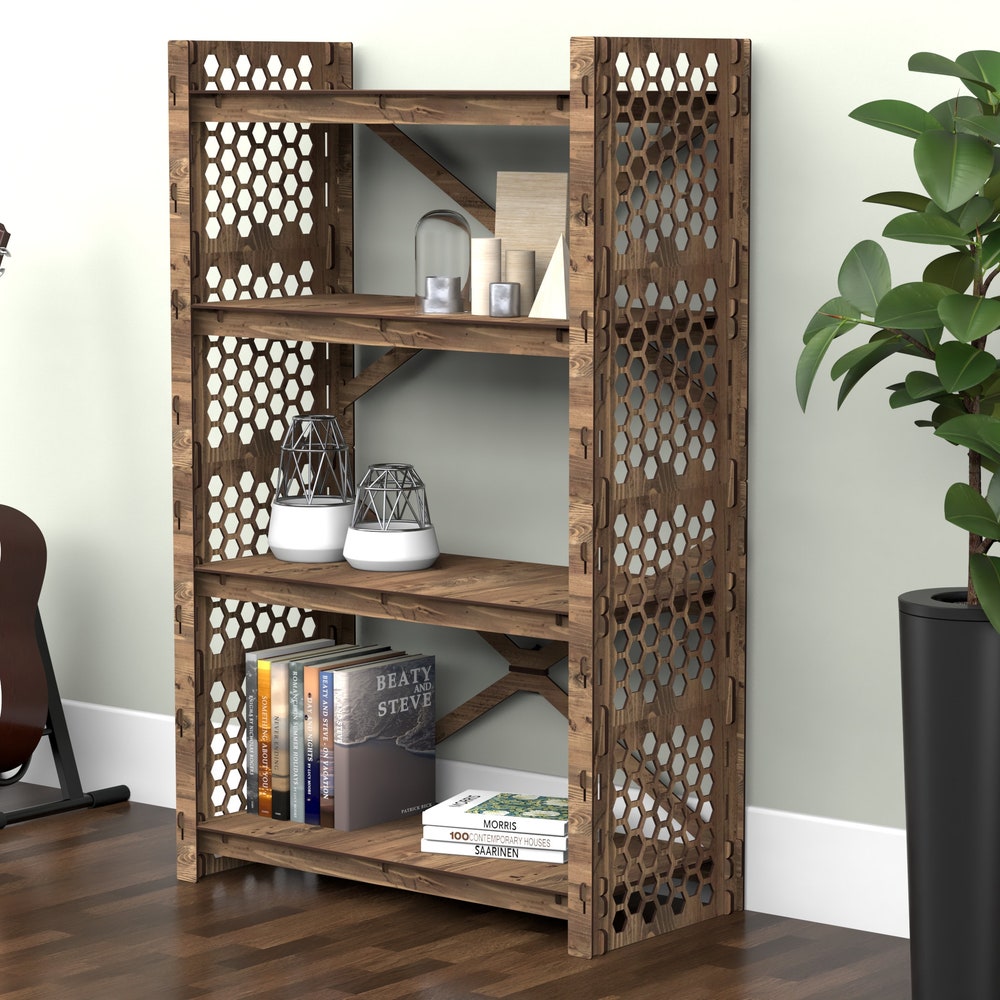 Wooden Bookcase, Small Bookshelf, Shelving Unit, Display Case, Plant Shelf, Kitchen Shelf