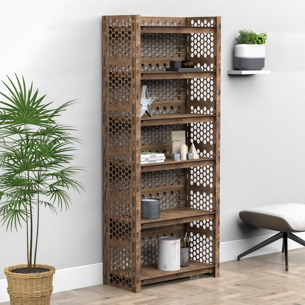 Wooden Bookcase, Small Bookshelf, Shelving Unit, Display Case, Plant Shelf, Kitchen Shelf - Image 5