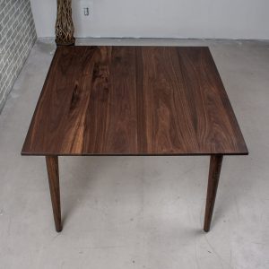 Extendable Mid Century Dining Table, Extending Square Walnut Table, Walnut Extension Table with Leaves, Square Dining Table with Leaves