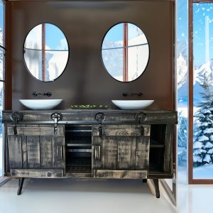 Mid Century Bathroom VANITY BARN DOORS Rustic Country Mountain Home for Double Single Vessel Sink Remodeling New House