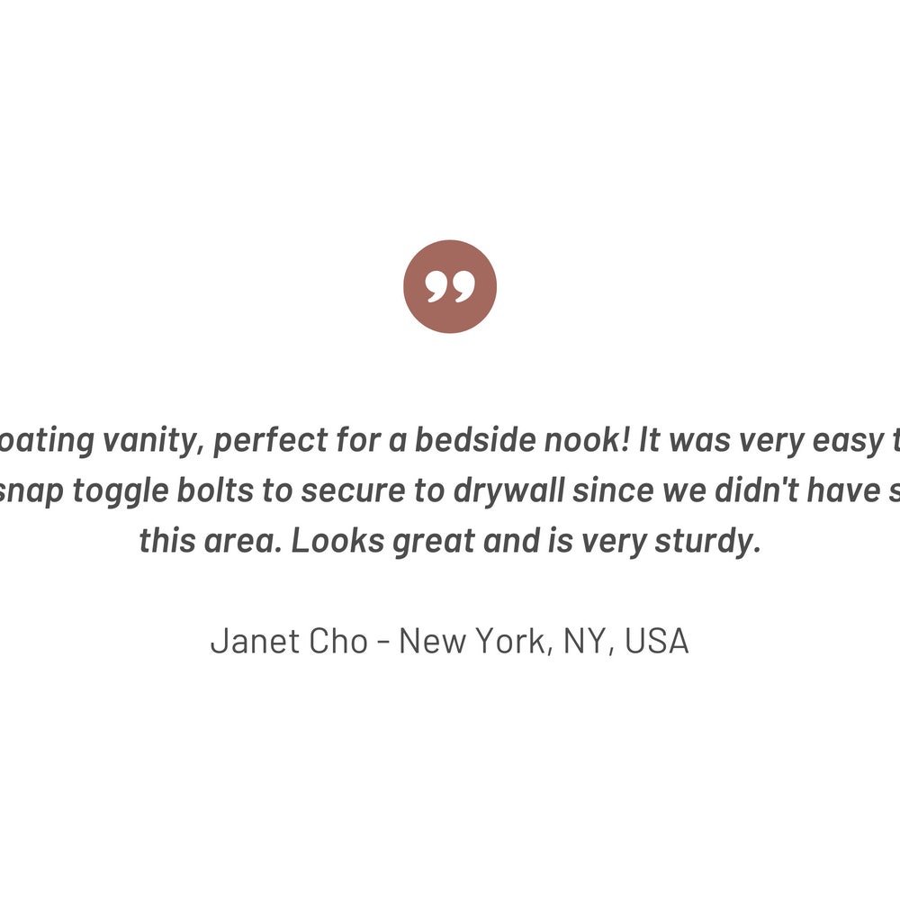 Minimalist white floating dressing table / vanity shelf with oak drawers - Image 6