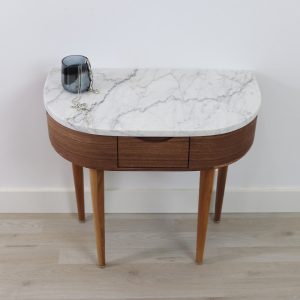 Midcentury Nightstand in  Walnut or Oak, with marble top