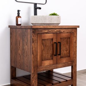 Single Bathroom Vanity Base in Solid Pine Wood, Top Not Included, Farmhouse Style