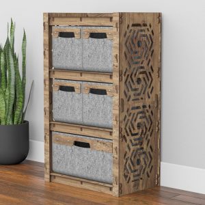 Dresser with Storage Baskets, Housewarming Gift, Storage Cabinet, Wooden Shelf, Hexagonica Furniture