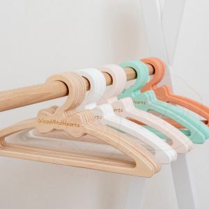 Unique Gift 10 pcs Bundle of Hangers, Baby Gift Set of Wooden Hangers Kids Room Decor, Hangers Kit for Baby Clothes