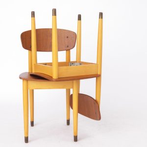 Pair of Mid-Century Vintage Teak & Beech Chairs – Likely German or Dutch Design