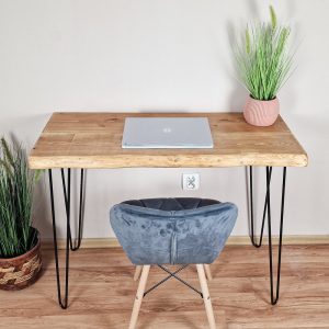 Live Edge rustic Desk : Solid Wood Home Office Furniture, Kitchen and Dining Table, Reclaimed Wood, Hairpin Legs & Multi-Board Design