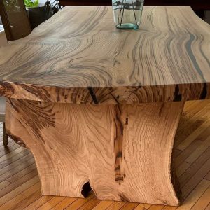 Live edge dining table  Chestnut  Desk Live Edge , Tree Trunk Leg  | Slab Table | Walnut Dining Table | Rustic Modern Dining Table