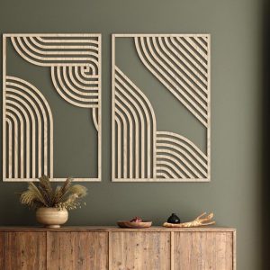 Modern Wood Wall Art | Geometric Wood Wall Art | Set of 2 wall art | Wall Hangings | Boho Wall Art | Home decor | Extra Large Wall Art