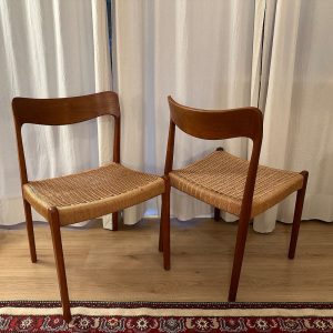 1 of 5 Danish chairs, teak wicker seat, made in Denmark, mid-century, 60s, 70s, designer furniture Dining Chair, Danish Style