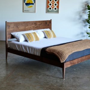 Mid Century Modern Walnut Bed | Solid Wood Platform Bed Frame | Mid Century Modern Bed | Solid Wood Furniture | Platform Storage Bed