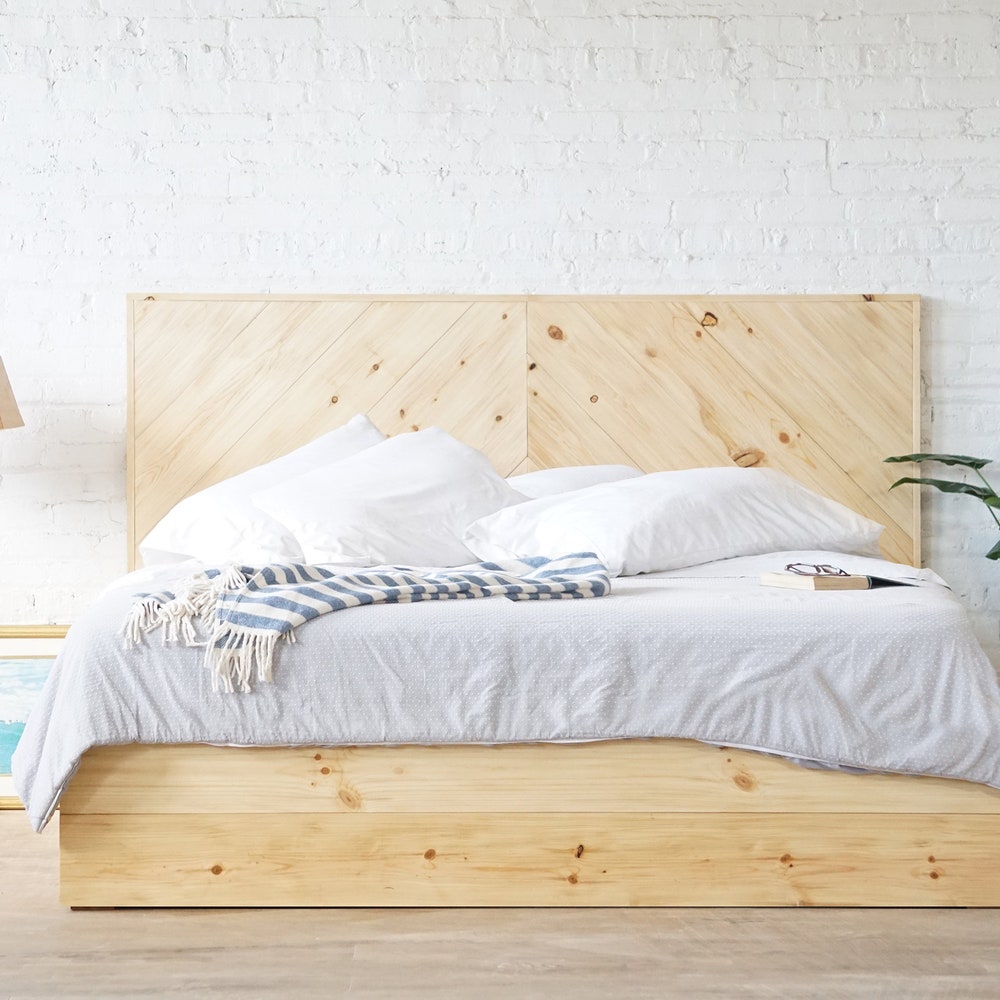 Rustic Chevron Stow Bed - Storage Bed - Drawers - Platform Bed - Natural Solid Wood - Made in USA - Image 4