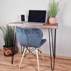 Rustic Solid Wood Desk for Home Office, Kitchen & Dining Table, Reclaimed Wood, Hairpin Legs, Multi-Board Design