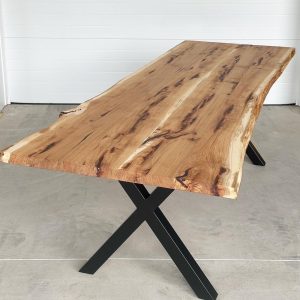 Live Edge Hickory Dining Table | Slab Table | Rustic Modern Table | Hardwood Table