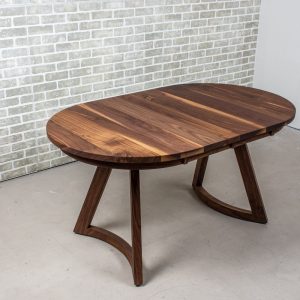 Oval Walnut Table With Leaves, Mid Century Extendable Oval Table, Modern Oval Dining Table, Expandable Walnut Dining Table for 4-8 People
