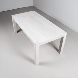 White Oak Dining Table, Modern Oak Parsons Table With White Finish, Exposed Leg Parson Table, 6 Foot White Oak Table, Table for 6 People