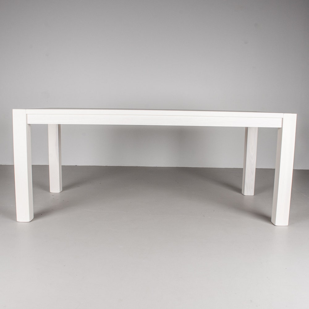 White Oak Dining Table, Modern Oak Parsons Table With White Finish, Exposed Leg Parson Table, 6 Foot White Oak Table, Table for 6 People - Image 4