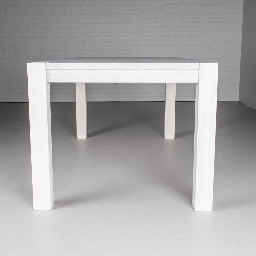 White Oak Dining Table, Modern Oak Parsons Table With White Finish, Exposed Leg Parson Table, 6 Foot White Oak Table, Table for 6 People - Image 5