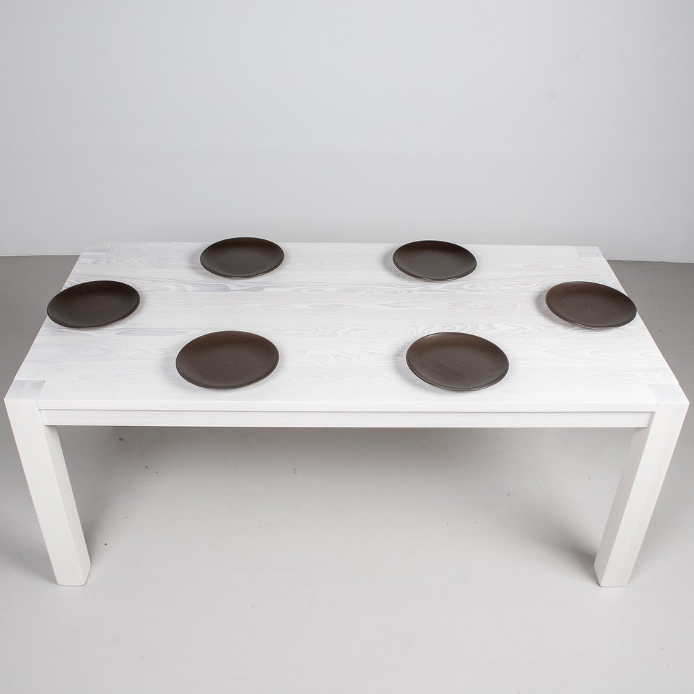 White Oak Dining Table, Modern Oak Parsons Table With White Finish, Exposed Leg Parson Table, 6 Foot White Oak Table, Table for 6 People - Image 3