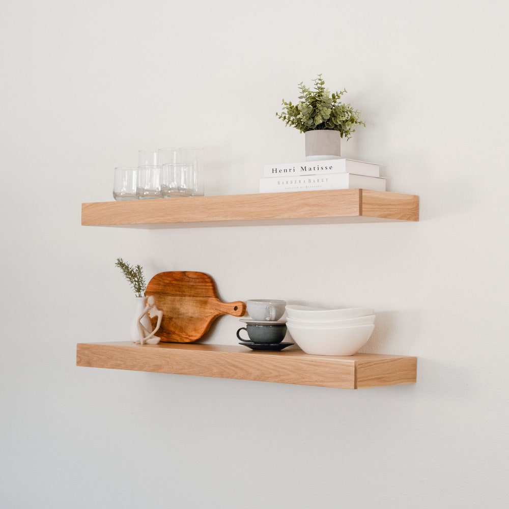 White Oak Floating Shelves, Contemporary Look, White Oak Wood Shelf, FREE Shipping, Easy Install - Image 7