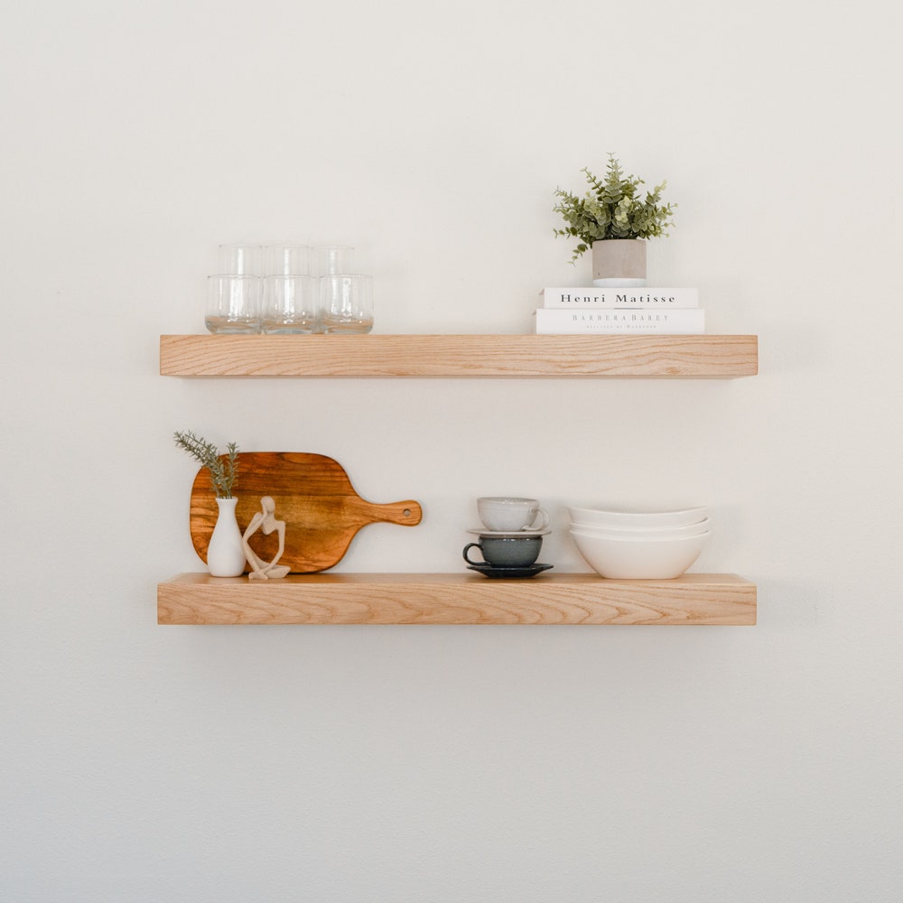 White Oak Floating Shelves, Contemporary Look, White Oak Wood Shelf, FREE Shipping, Easy Install