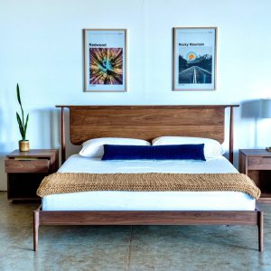 King Size Platform Solid Walnut Bed  / Bed No.5 / Mid century Modern Solid Wood Platform Bed Frame