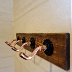 Clothes Hooks Holder - Rustic Wood and Copper Coat Rack, Wall-Mounted Hanging Hook for Entryway Organization, Housewarming Gift