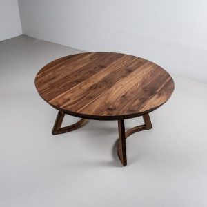Round Expandable Table, Round Walnut Table with Leaves, Mid Century Walnut Round Dining Table, Large Wood Table, Extendable Walnut Table