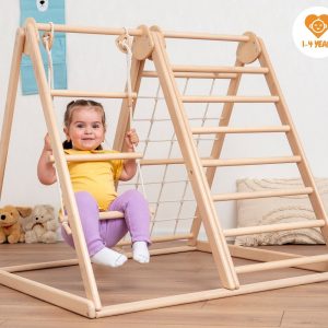 il_1000x1000.5186388476_2cj0.jpg 41х37″ Up to 4 Years Small Toddler Climbing Triangle Scandinavian Baby Play Gym, Montessori Play Gym with Waldorf Ladder or Baby Swing