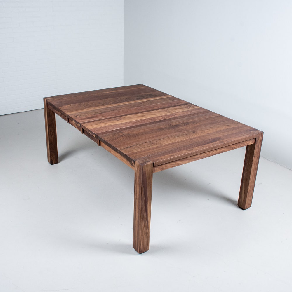 Walnut Parson Dining Table Extendable, Square Walnut Extension Table, Modern Extendable Square Kitchen Table, Square Dining Table - Image 3