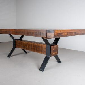 Rustic Dining Table, Large Farmhouse Kitchen Table, Farmhouse Dining Table with Leaf, 7 Foot Wood Table Extendable, Industrial Table