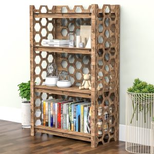 Etagere Bookcase, Wooden Bookshelf, Bookshelves, Shelving Unit, Book Shelf "HONEYCOMB" (29.5"w 15"d) Hexagonica