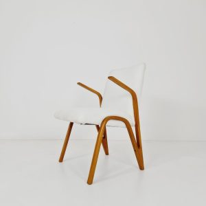 Vintage Concave armchair Teddy fabric by Paul & Arnold Bode for Federholzgesellschaft, 1950s