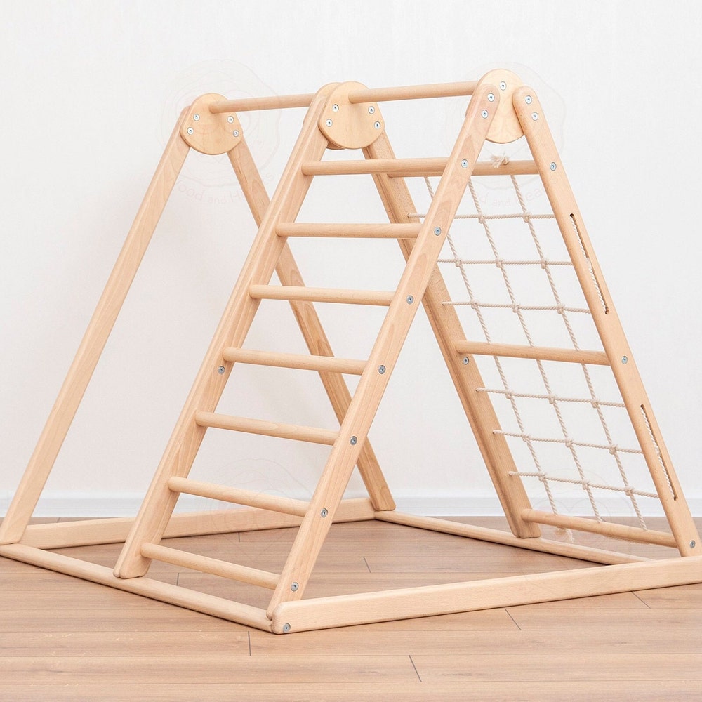 41х37″ Up to 4 Years Small Toddler Climbing Triangle Scandinavian Baby Play Gym, Montessori Play Gym with Waldorf Ladder or Baby Swing - Image 2